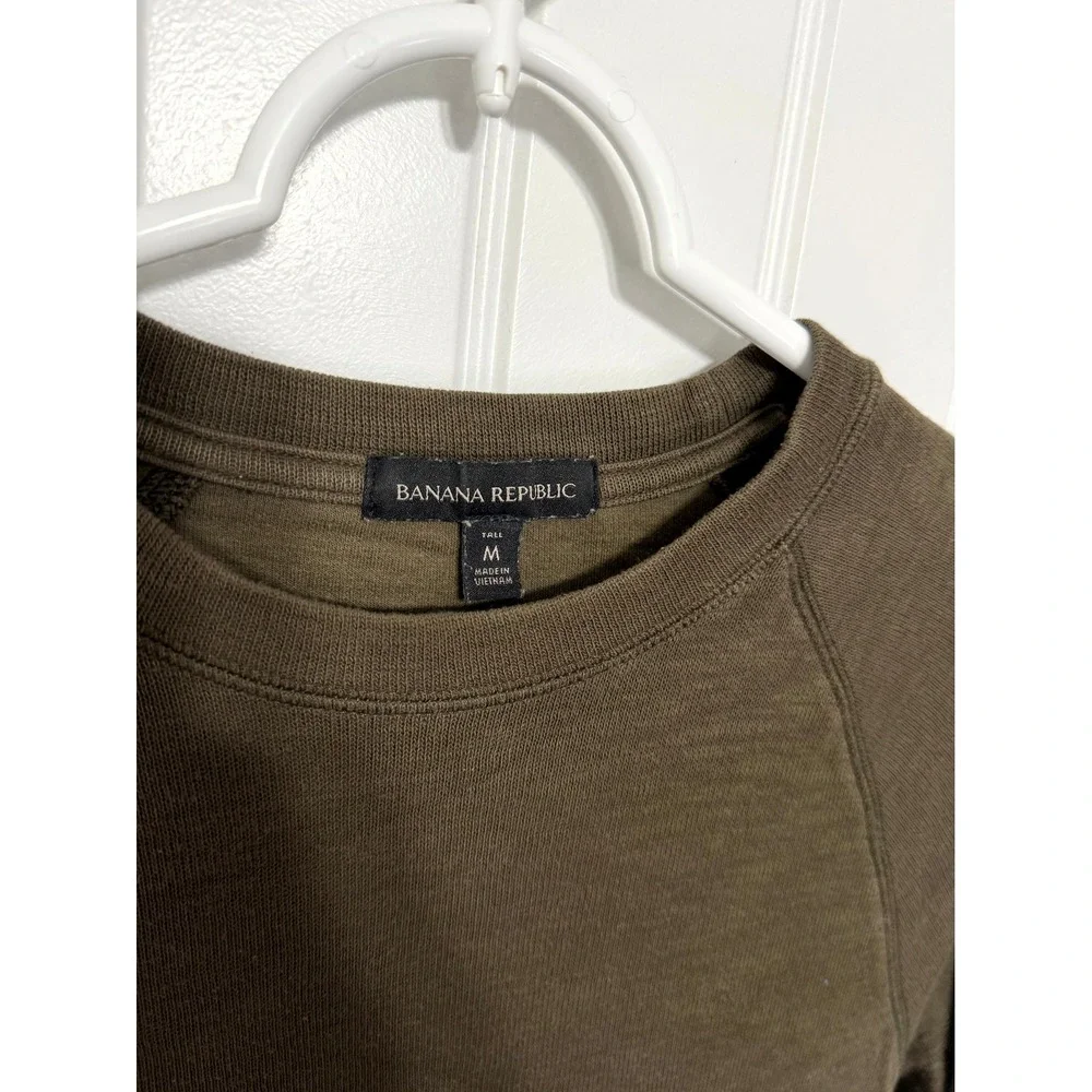 Banana Republic Sweatshirt Mens Medium Tall Olive Green Slub Raglan Pullover
